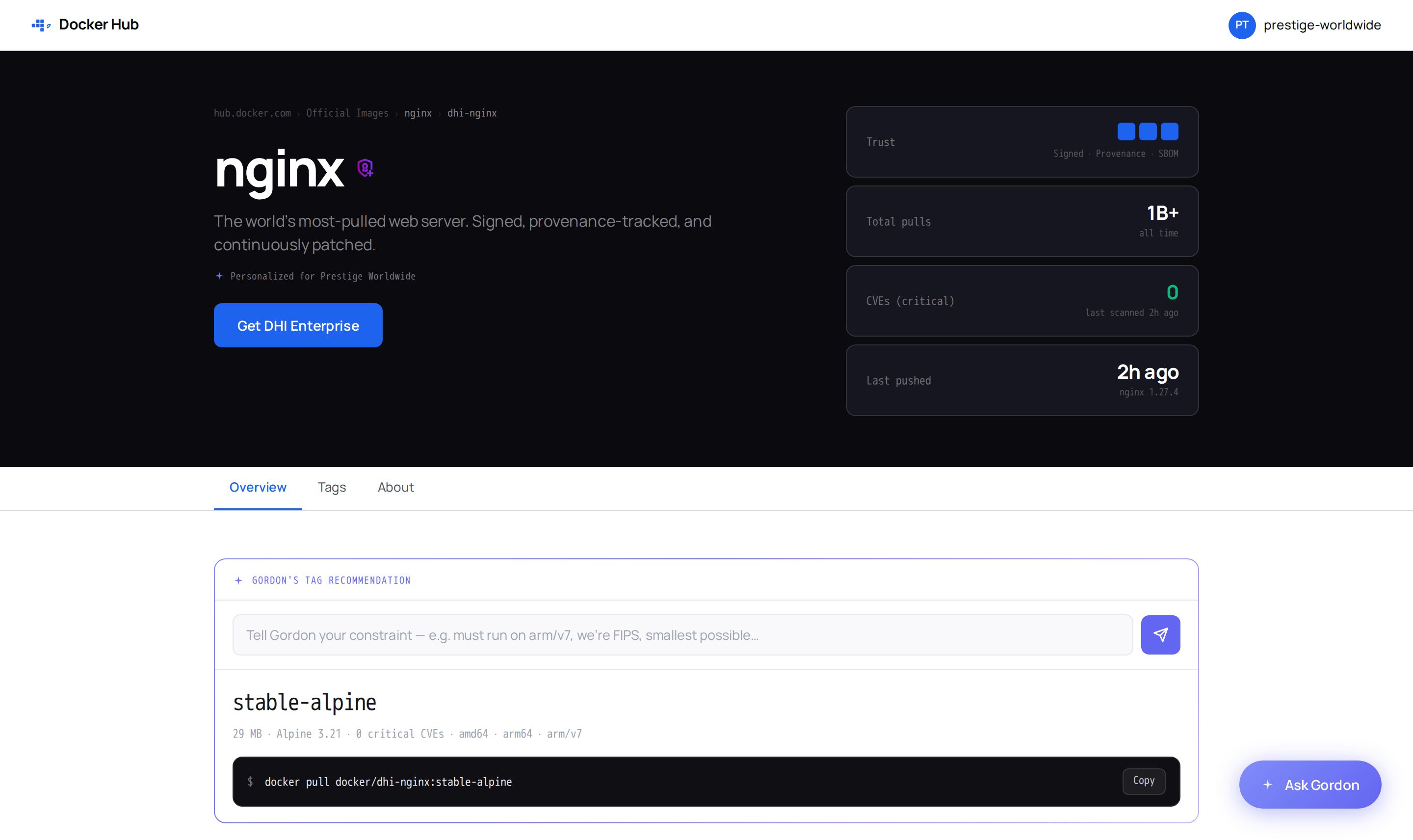 Repo Detail + Gordon — the audit-evidence page