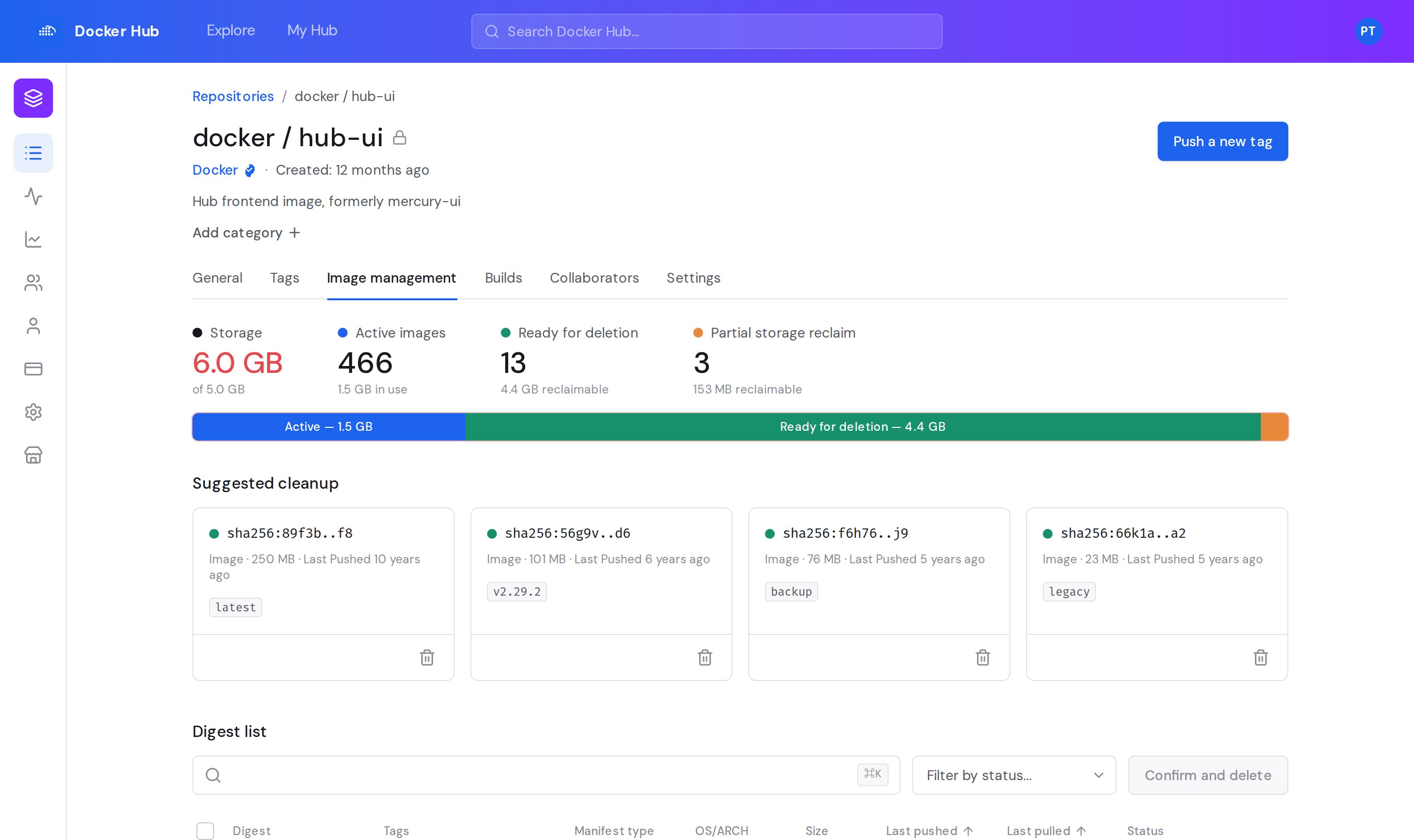 Image Management — dependency-aware storage cleanup